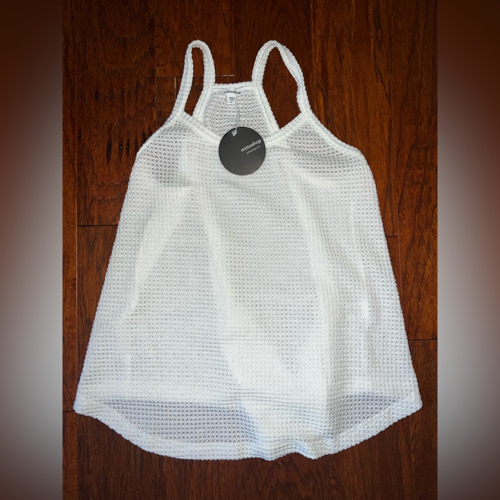 White waffle knit tank